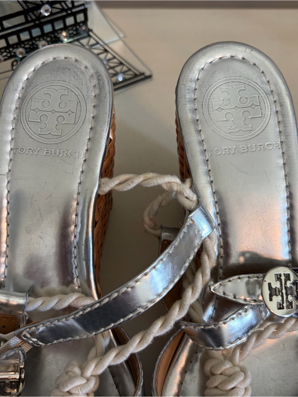 Tory Burch Rattan Wicker Rope Wedge Sandals - Picture 5 of 6